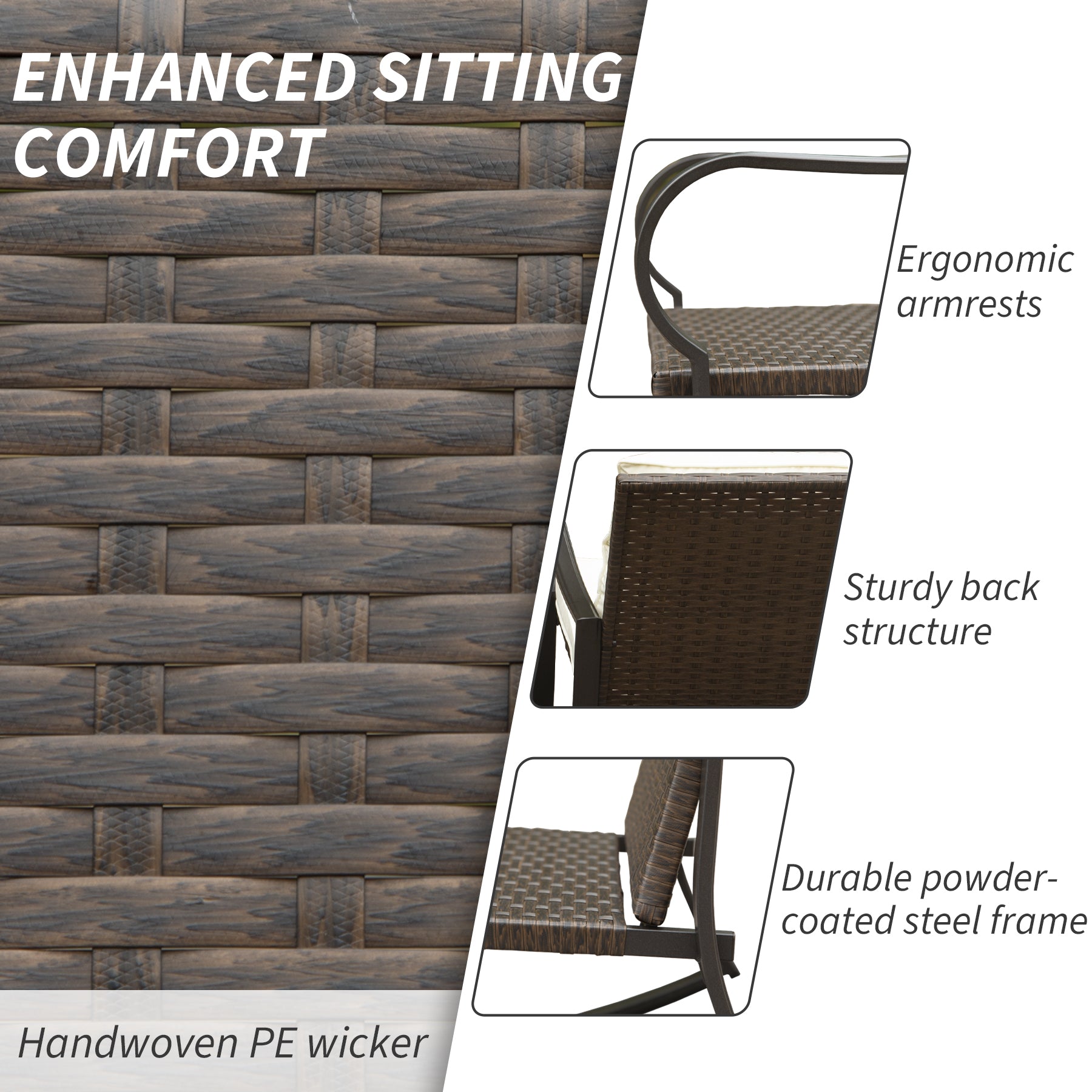 Metal 2-Person Outdoor Patio Rocking Seating Group with Cushions