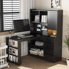 L Shaped Desk with Charger, Computer Desk with Drawers