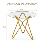 35.4-Inch Round Tempered Glass Dining Table