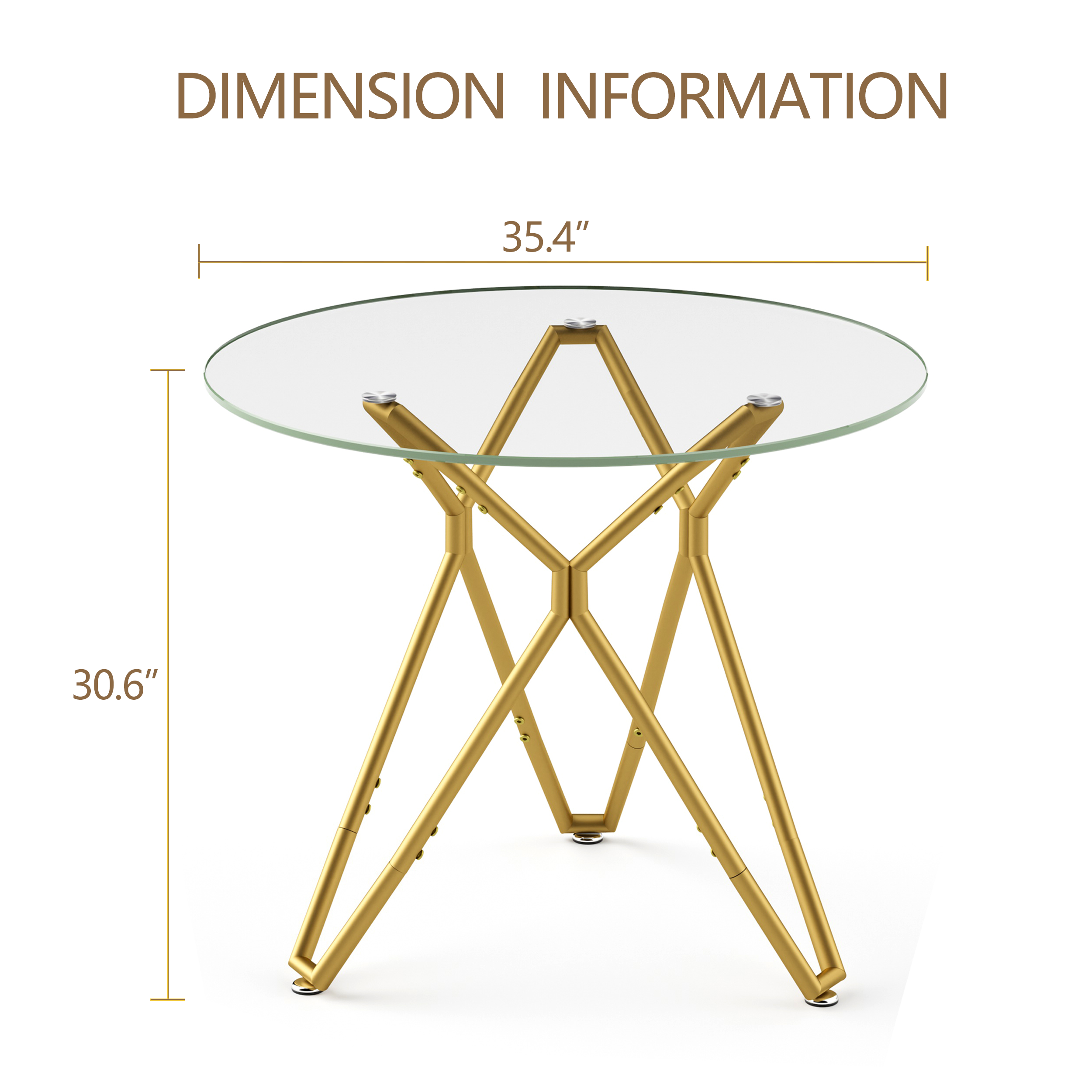 35.4-Inch Round Tempered Glass Dining Table