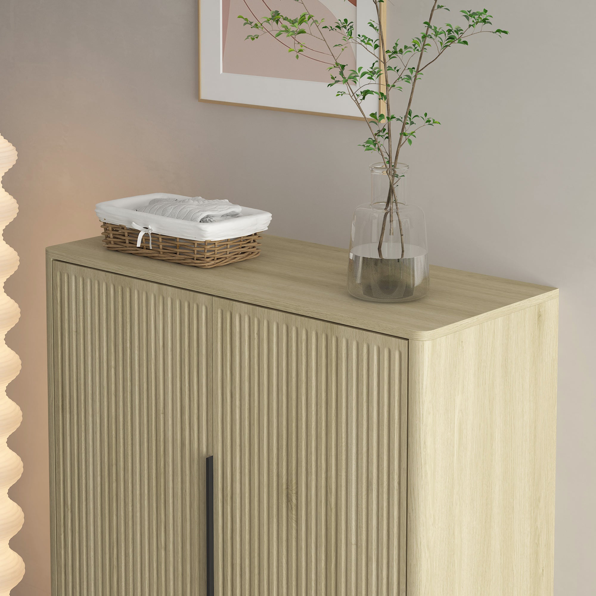 Wooden Shoe Storage Cabinet with Doors