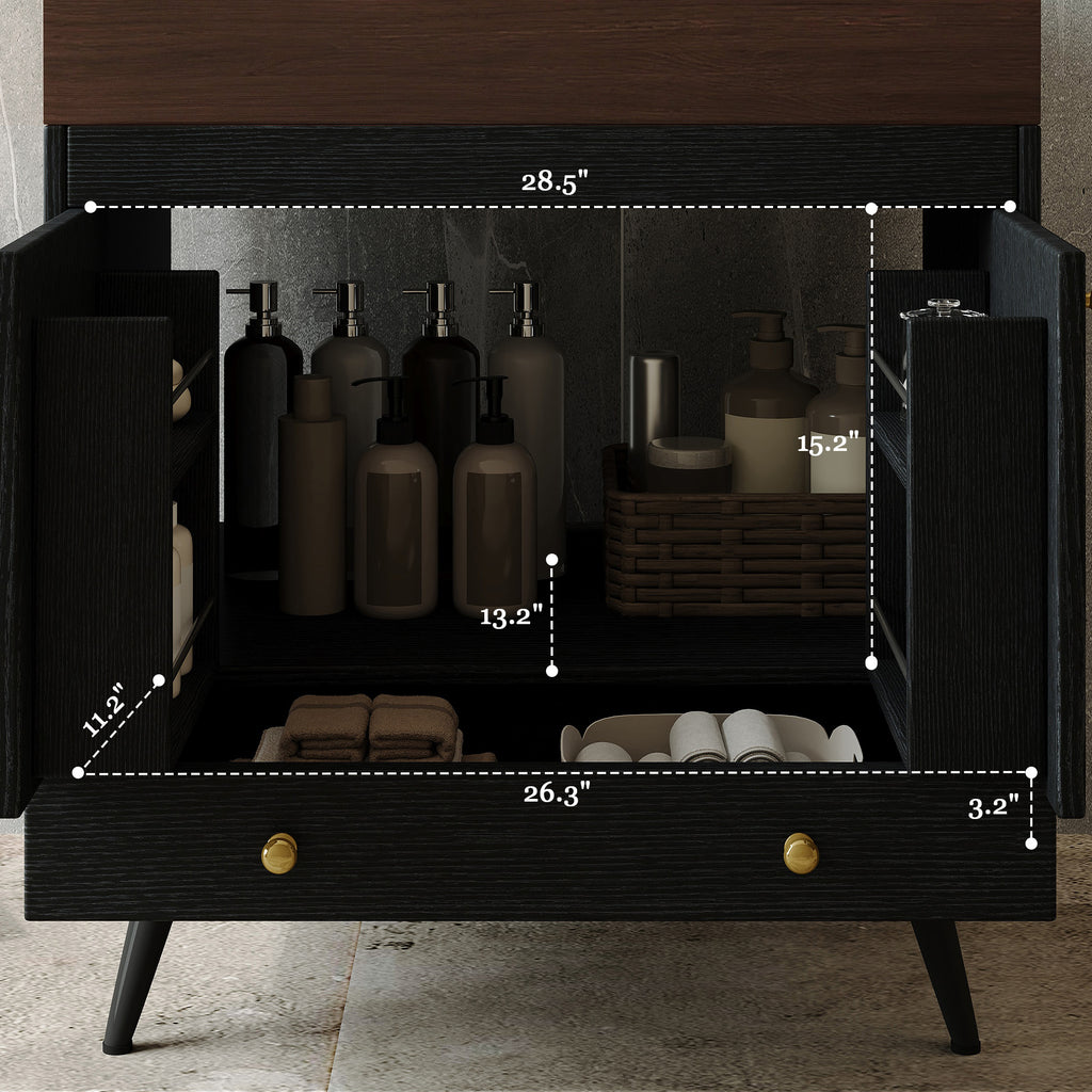 Contemporary Free-standing Bathroom Vanity with Faux Marble Top