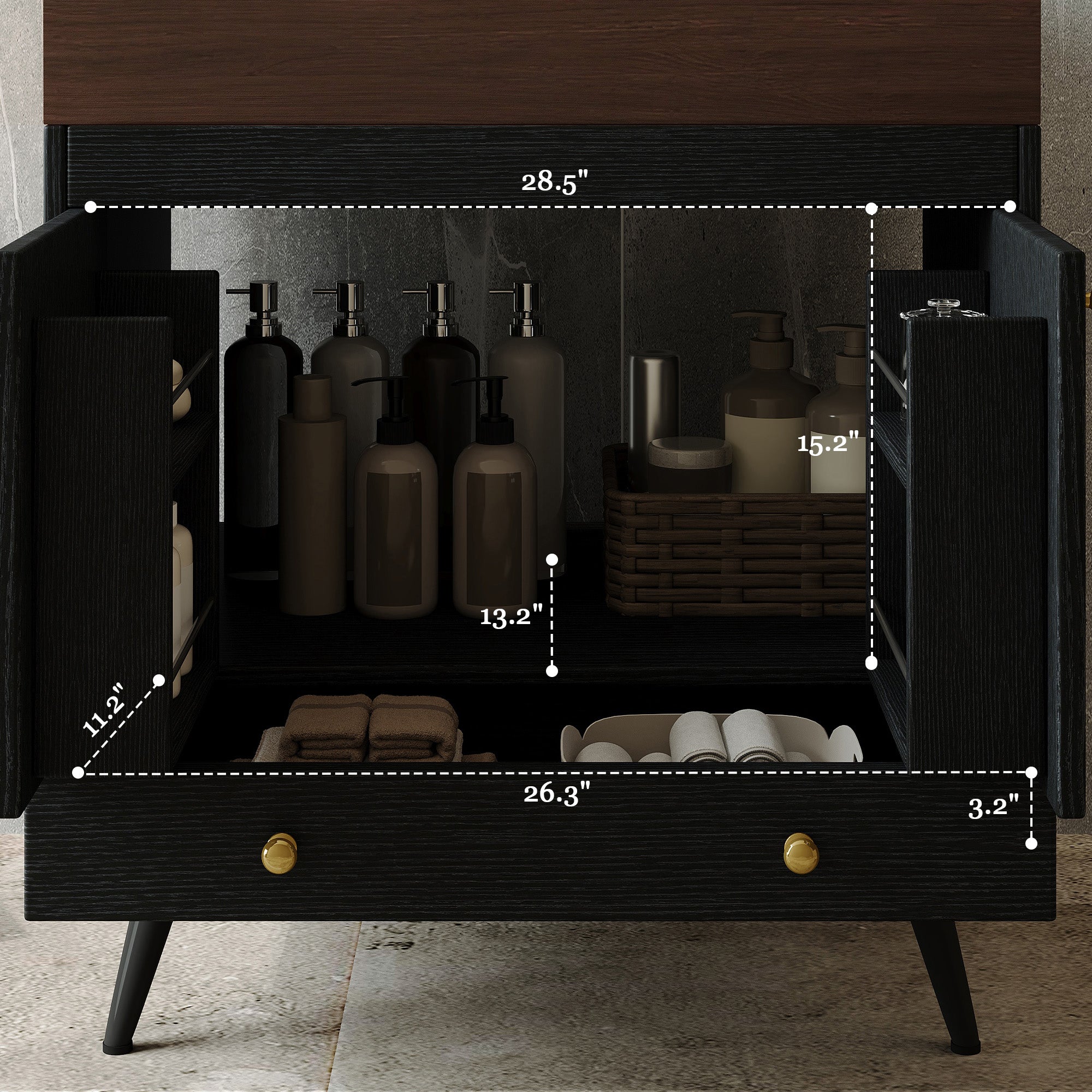 Contemporary Free-standing Bathroom Vanity with Faux Marble Top