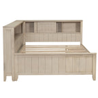 Full Size Wood Daybed with Storage Shelves and 3 Drawers, Antique