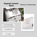 30" Bathroom Vanity with Ceramic Sink and Fluted Design
