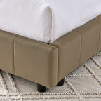Full Size Upholstered Tufted Bed Frame in Brown Velvet