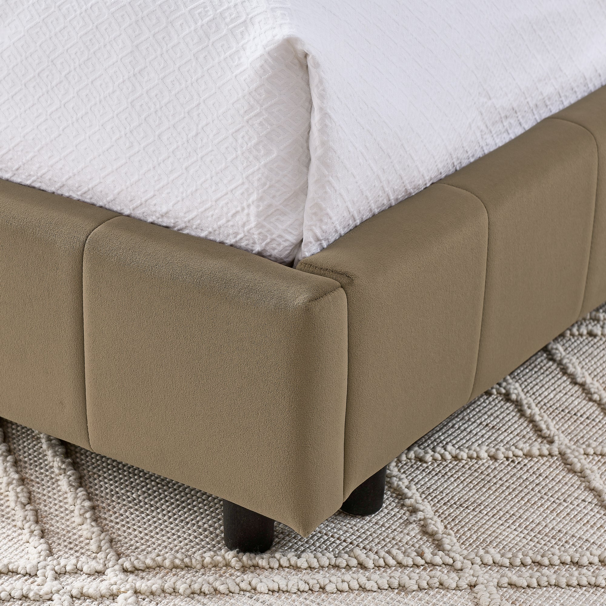 Full Size Upholstered Tufted Bed Frame in Brown Velvet