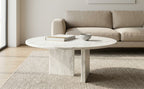White Semi-Polished Marble Round Coffee Table