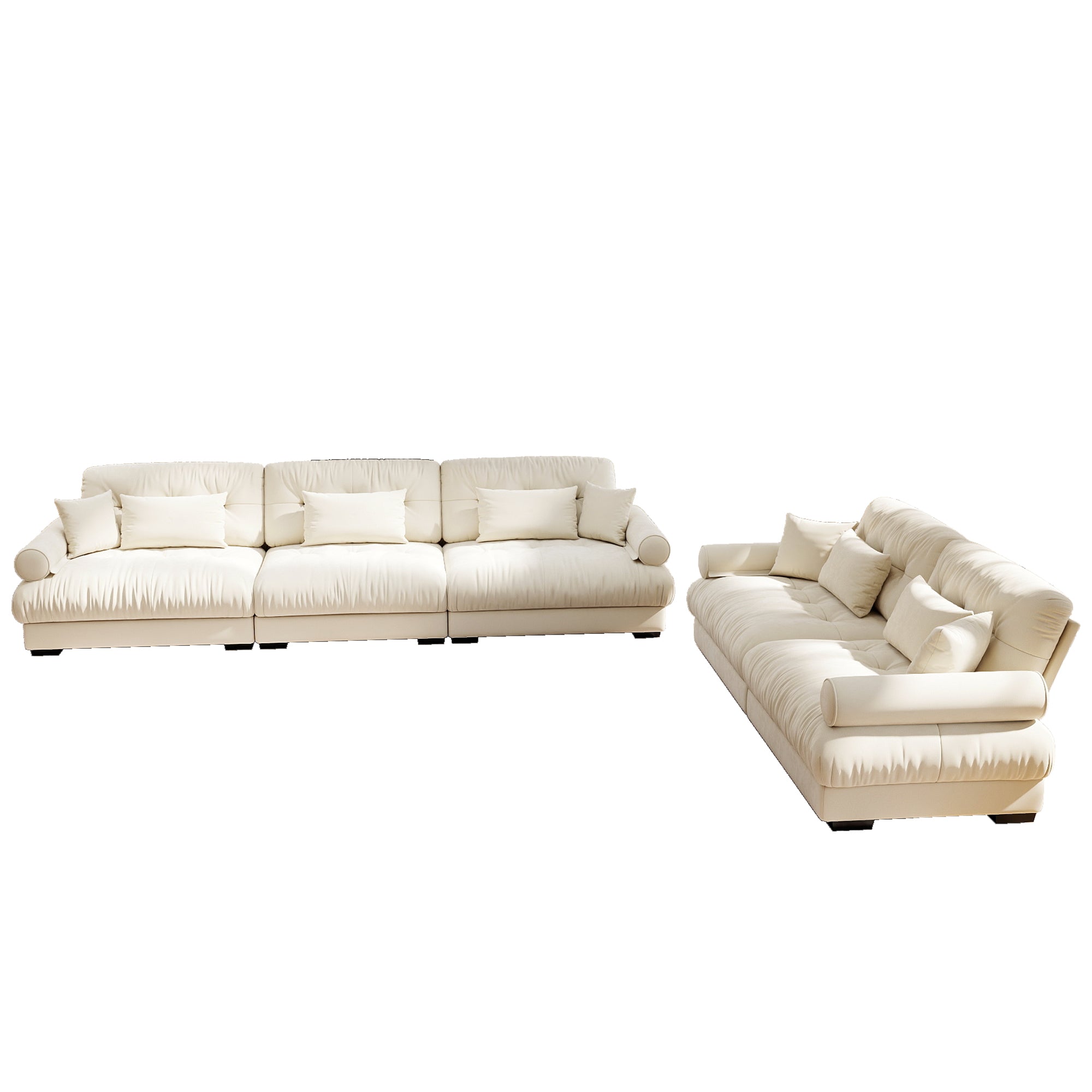 Velvet Modular Sofa Set - Two-Seater & Three-Seater