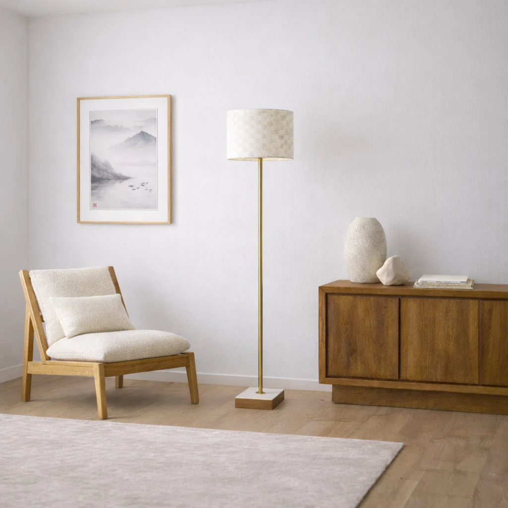 Minimalist Floor Lamp with Neutral Shade
