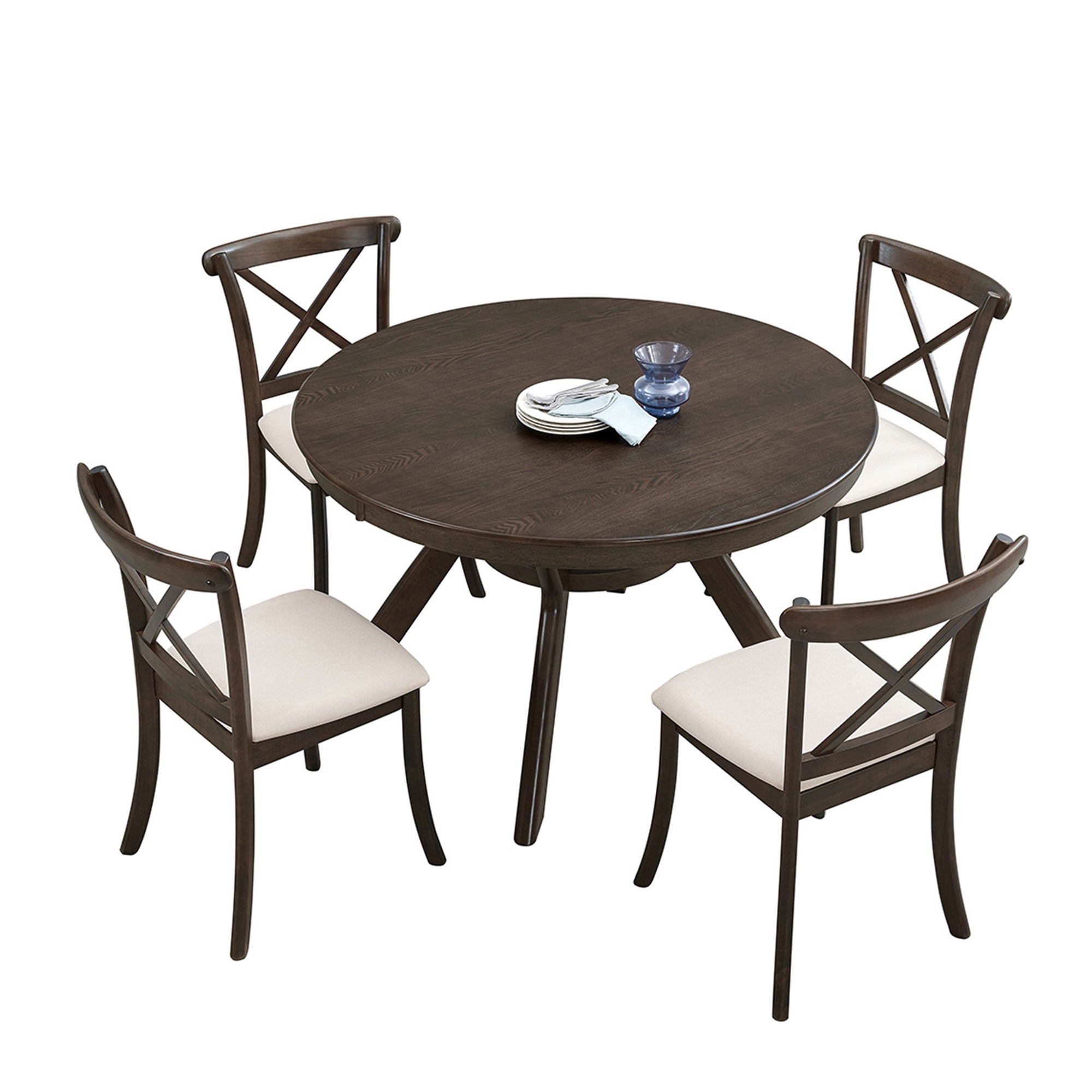 Modern 47.24'' Round Rubber Wood Dining Table