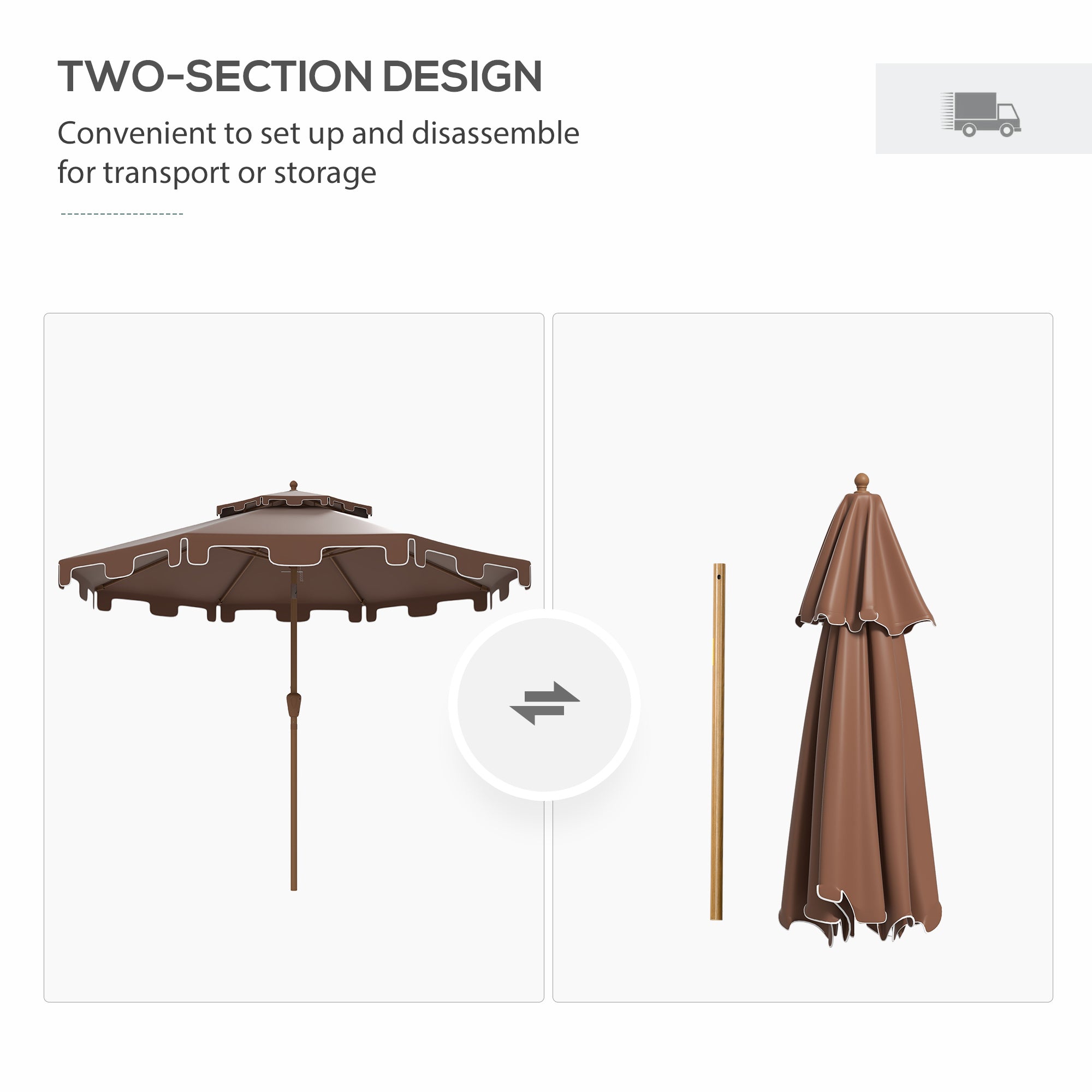 Outsunny 9' Patio Umbrella with Push Button Tilt and Crank