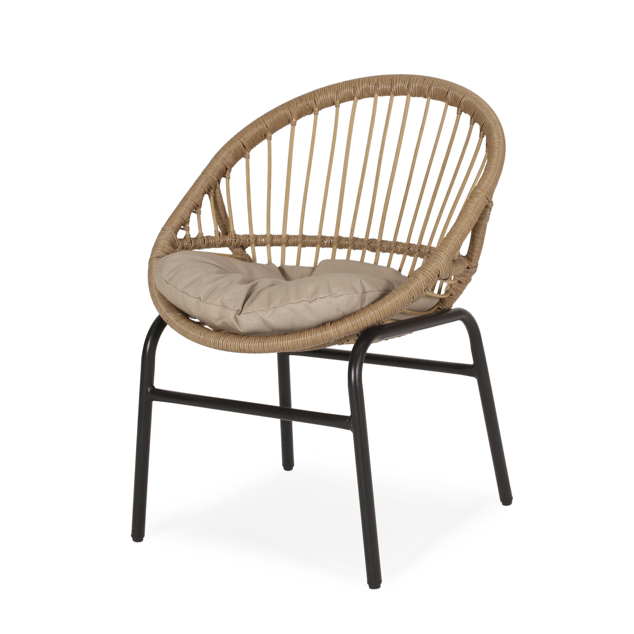 Outdoor Accent Chair with Curved Back and Basket Frame Set of 2