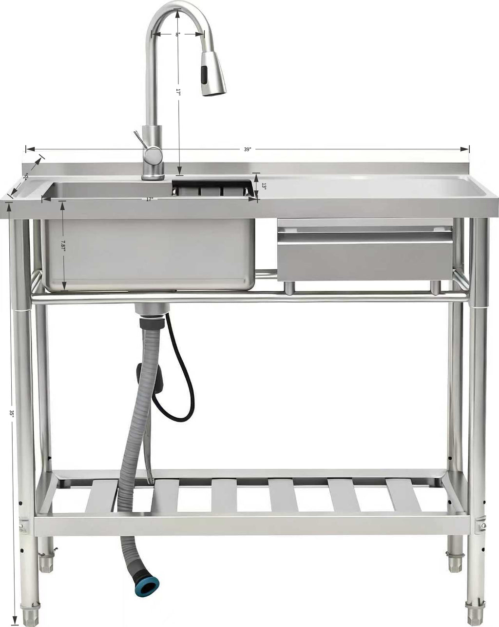 Stainless Steel Utility Sink, Freestanding Sink 3