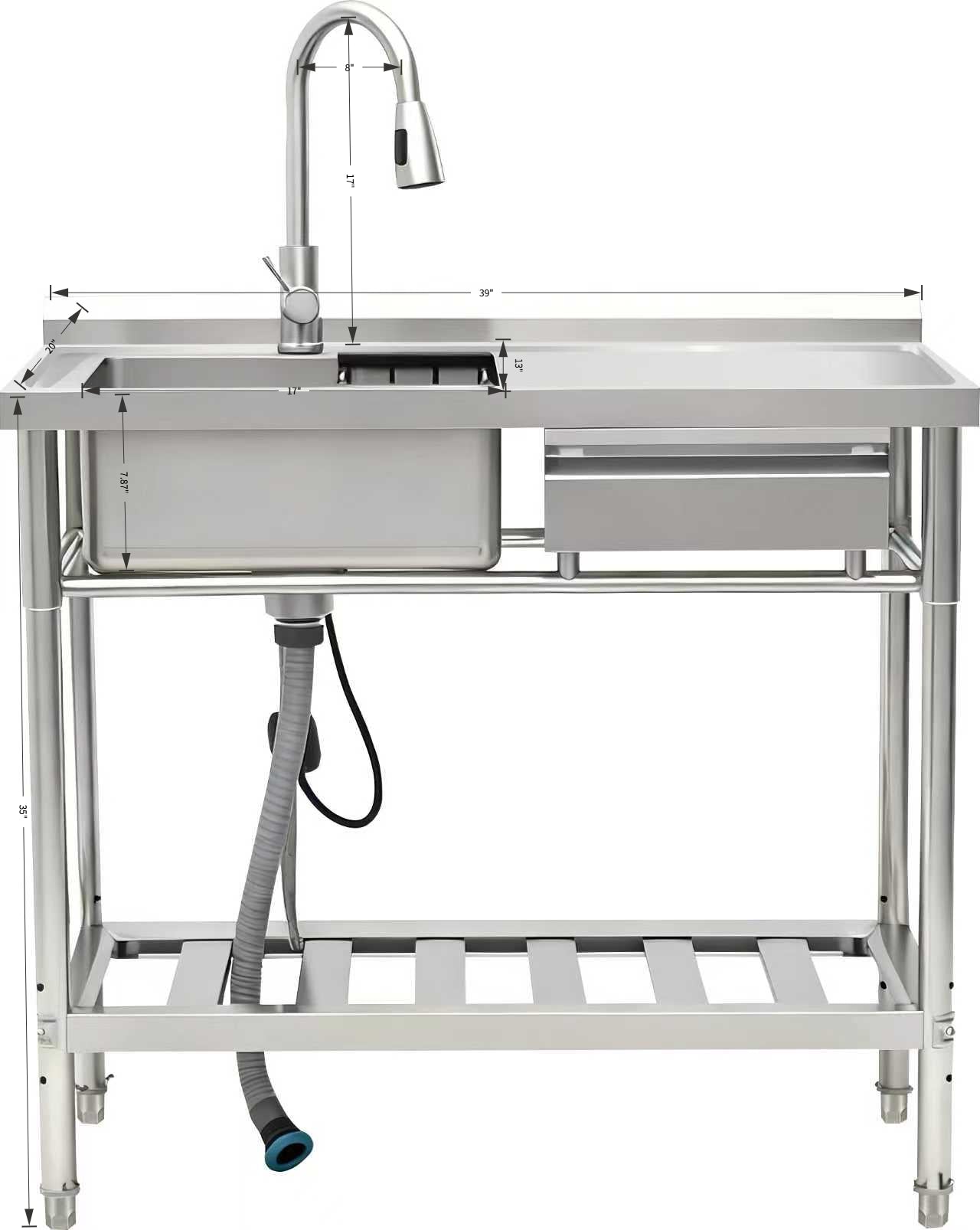 Stainless Steel Utility Sink, Freestanding Sink 3