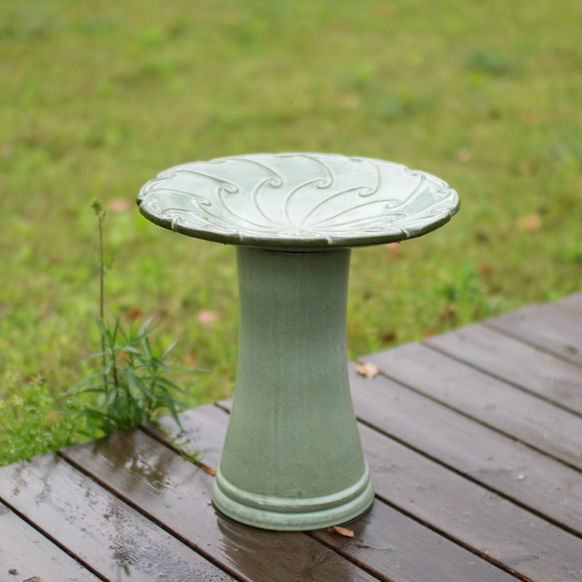 Handmade Glazed Ceramic Bird Bath
