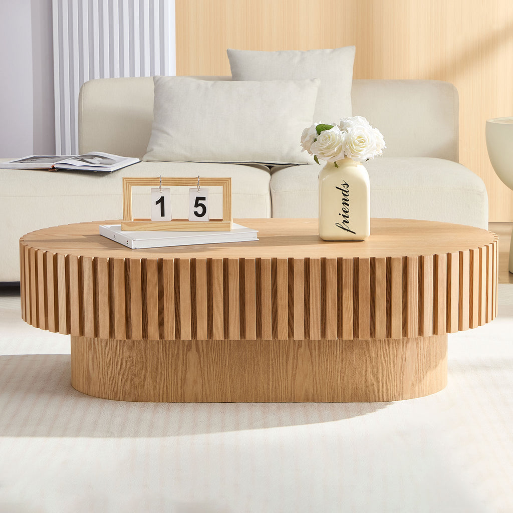 43.70 Inch Modern Handcraft Drum Coffee Table