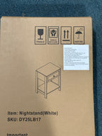 White Nightstand with Drawer and Open Shelf