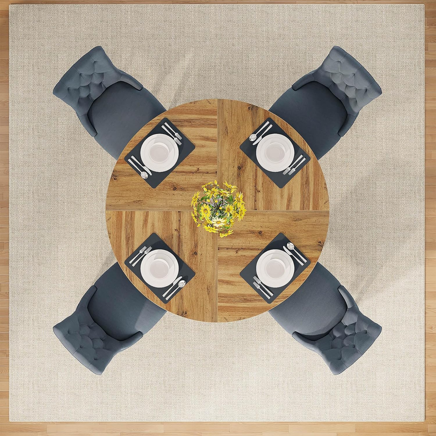47" Round Farmhouse Dining Table