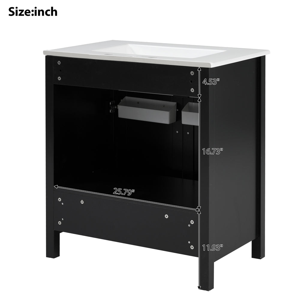 30-Inch Bathroom Vanity with Ceramic Sink and Ample Storage