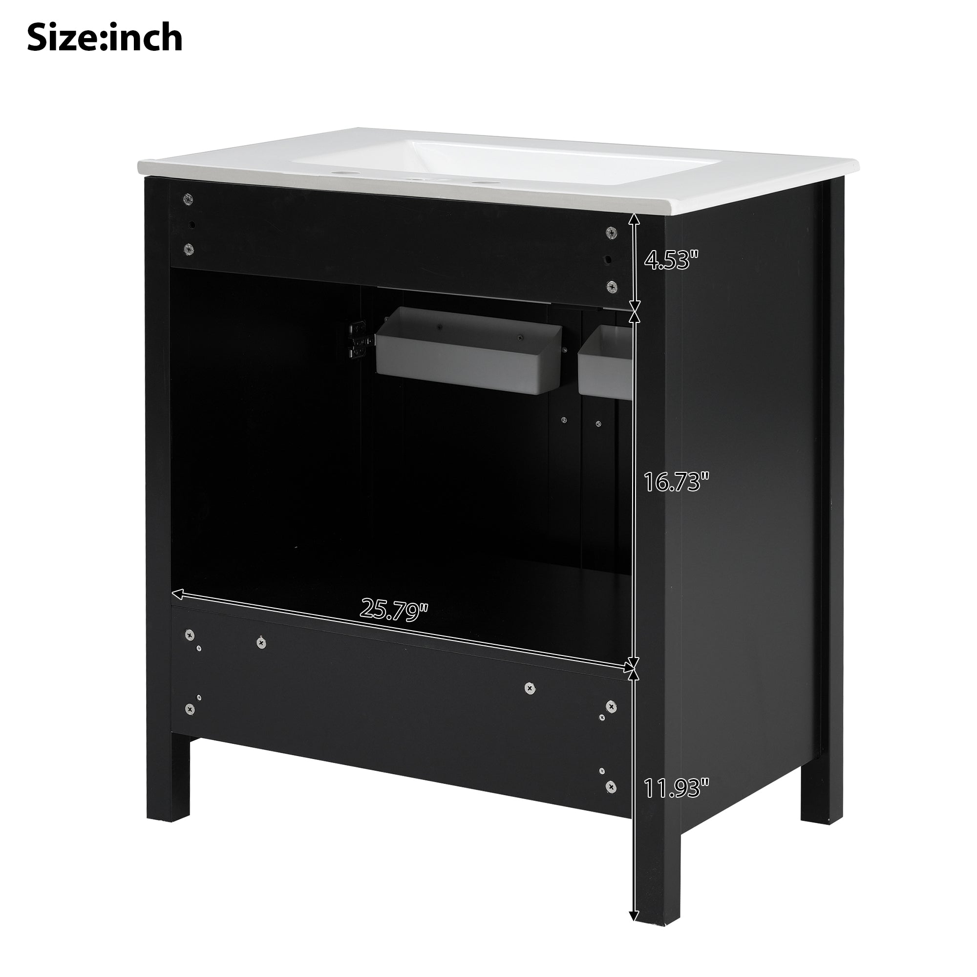 30-Inch Bathroom Vanity with Ceramic Sink and Ample Storage