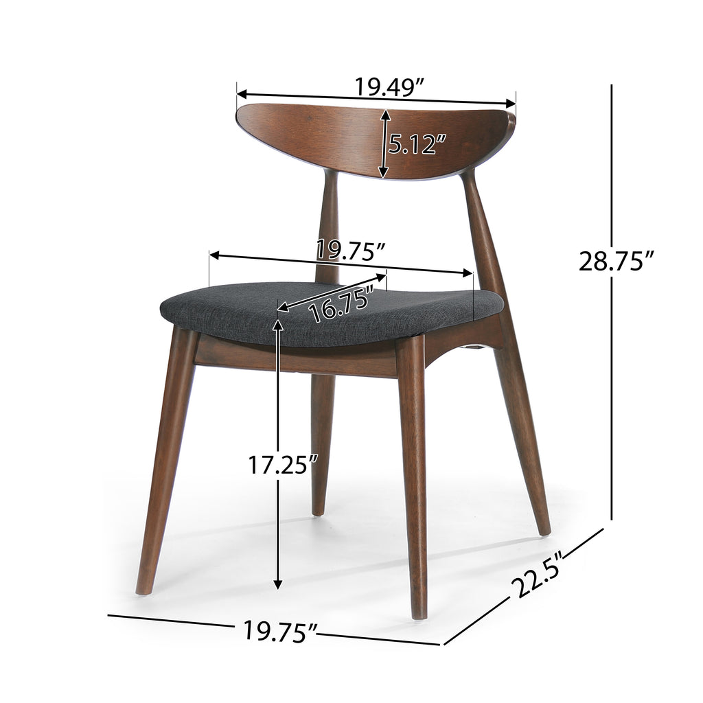 Set of 2 Retro Rubberwood Chairs with Ergonomic Back & Plush Cushions