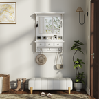 Floating Makeup Vanity with Big Mirror and Wall-Mounted Storage