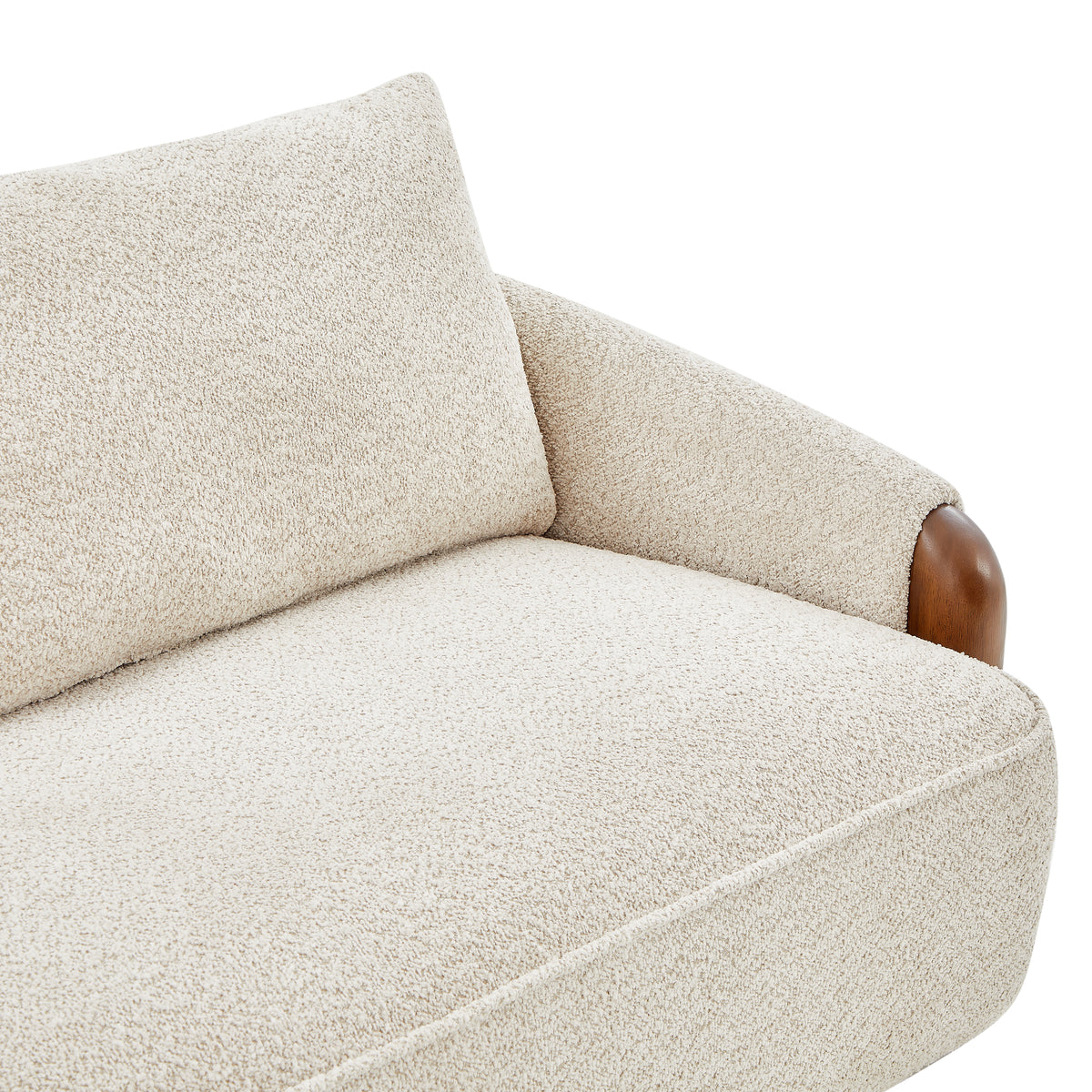 75 In. Curved Boucle Upholstered Sofa - Solid Wood Frame Couch