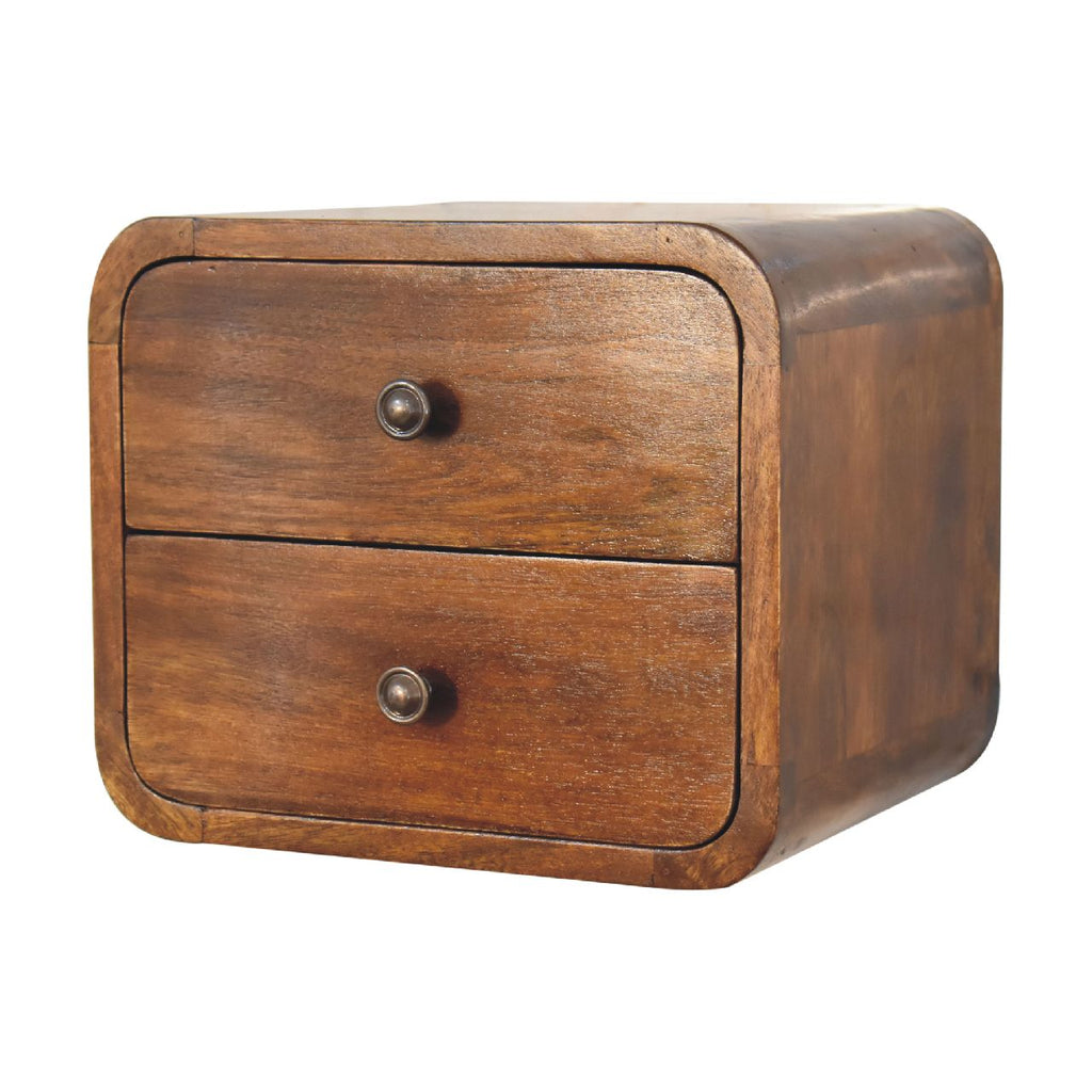 Solid Wood Floating Mini Nightstand - 2 Drawers