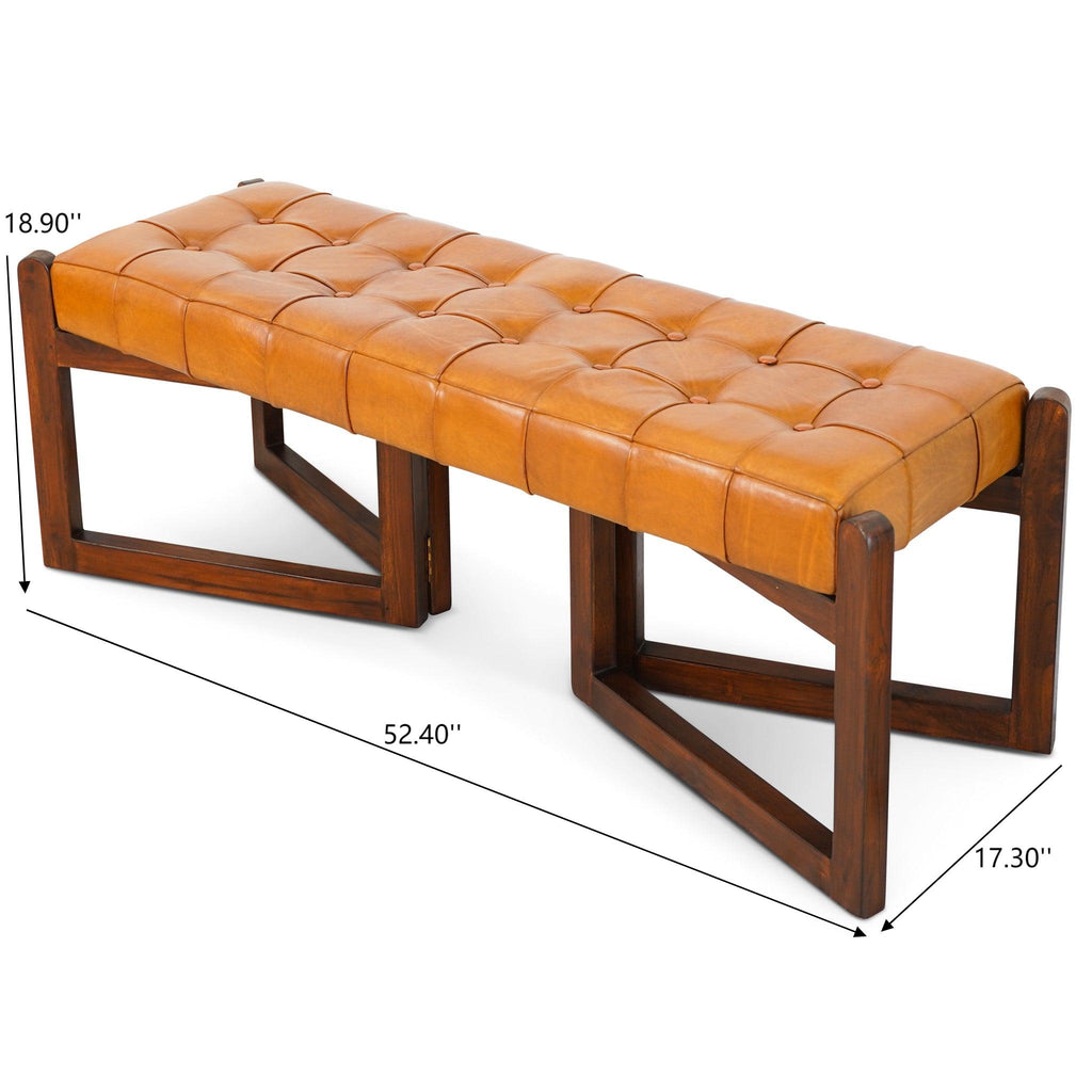 Mid-Century Riley Leather Bench