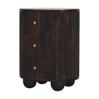 Solid Wood Curved Fluted 3-Drawer Drum Chest