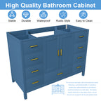 48" Bathroom Vanity Base Cabinet with 2 Soft-Close Double Doors & 9 Smooth Drawers