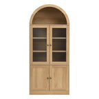 Tall Arched Top Storage Cabinet with Tempered Glass Doors