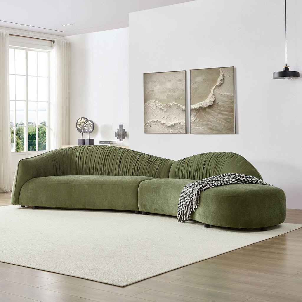 145.67'' Mid-Century Upholstered Comfy Couch with Chaise