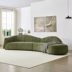 145.67'' Mid-Century Upholstered Comfy Couch with Chaise