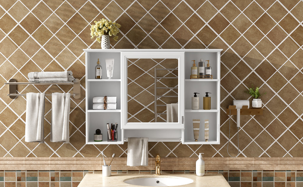 3-in-1 Bathroom Mirror Cabinet - 41-inch Wall Mounted