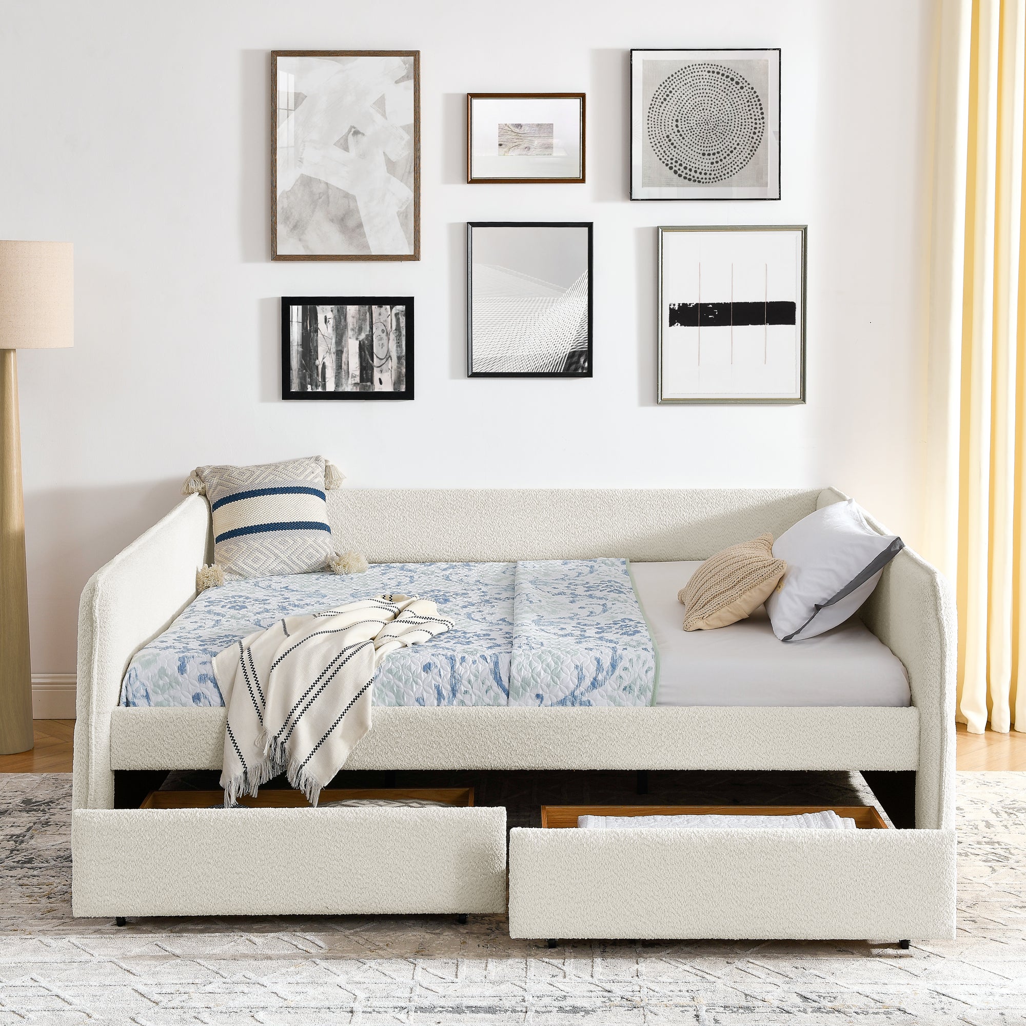Daybed with Trundle Upholstered Tufted Sofa Bed