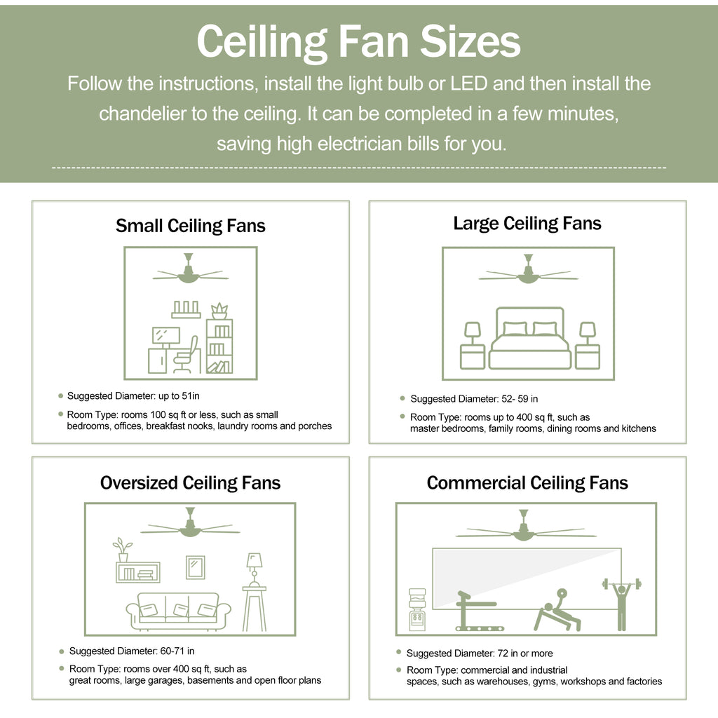 52" Solid Wood Blades Ceiling Fan With Light and Remote Control