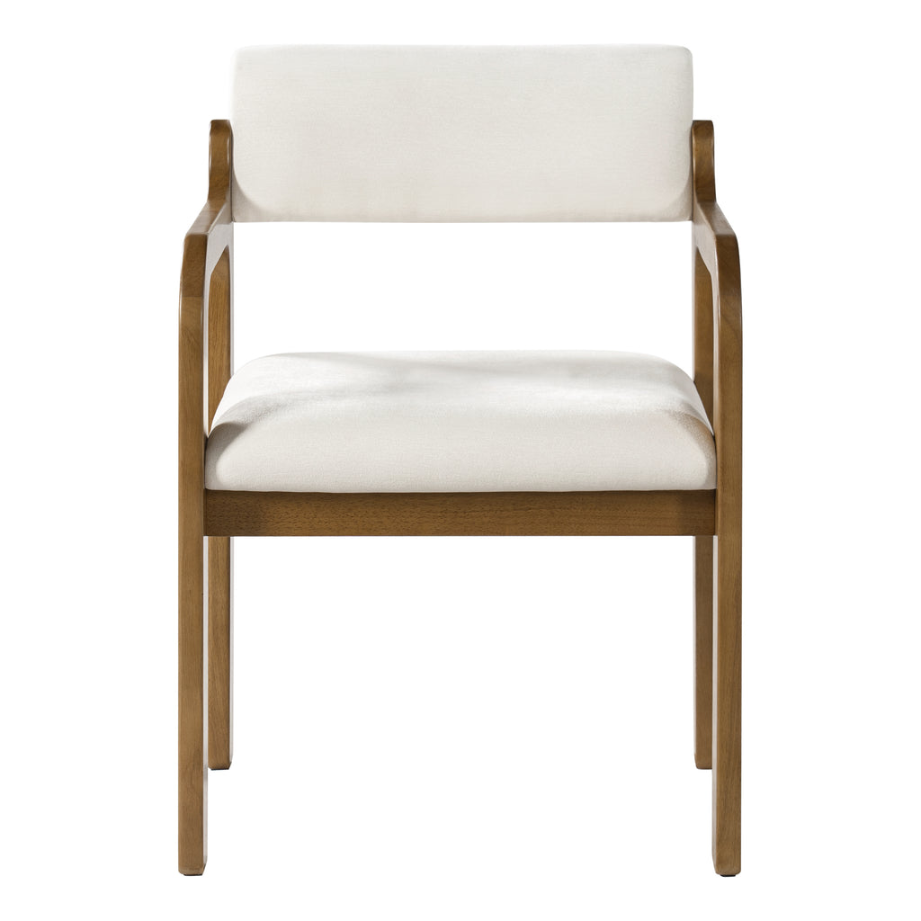 Modern Rubber Wood Dining Chairs, Upholstered Fabric Armchairs(Set of 2)