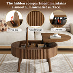 Modern Round Lift-Top Coffee Table with Half Flip-Top & Hidden Storage