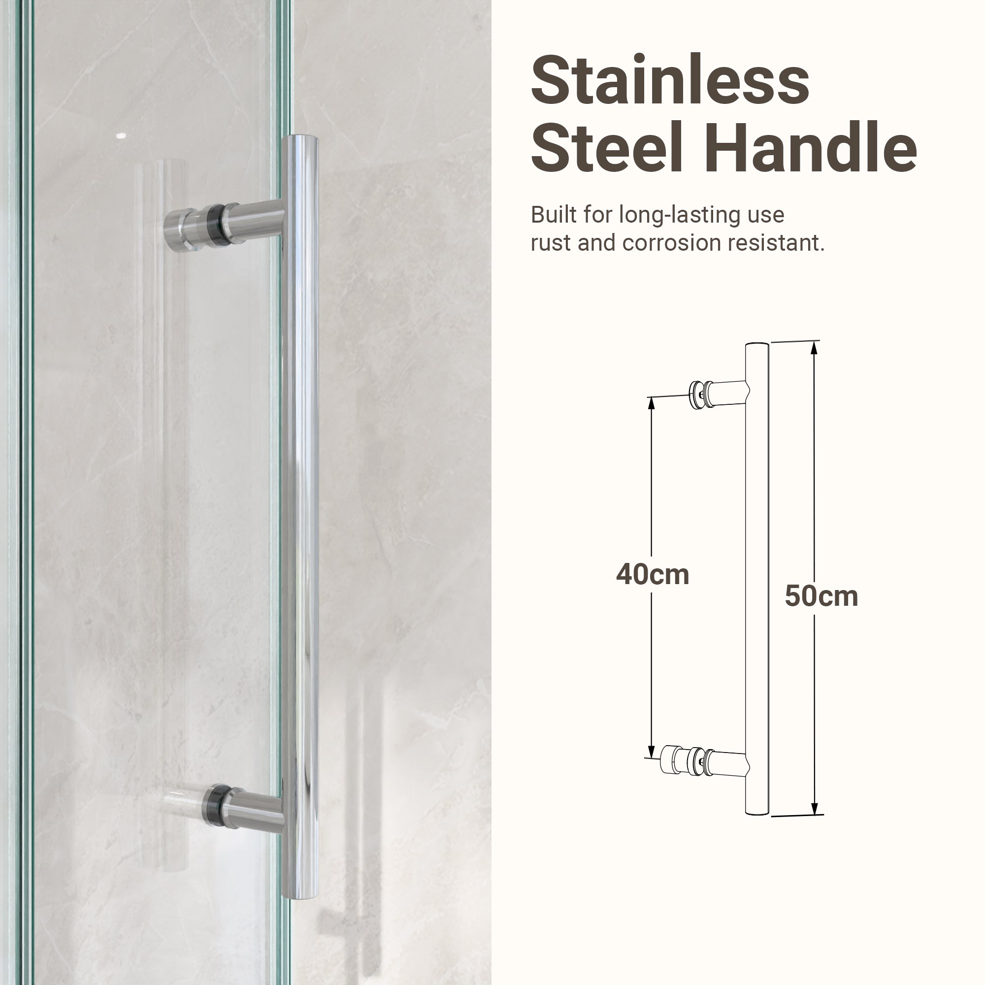 Frameless Single Sliding Shower Door – 5/16" Clear Tempered Glass