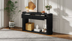 TREXM Oval Fluted Console Table with 2 Drawers and Bottom Shelf