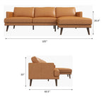 Lore L-Shaped Genuine Leather Sectional