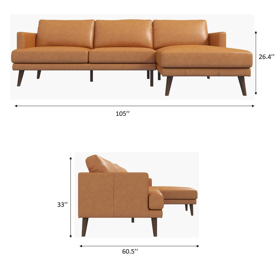 Lore L-Shaped Genuine Leather Sectional