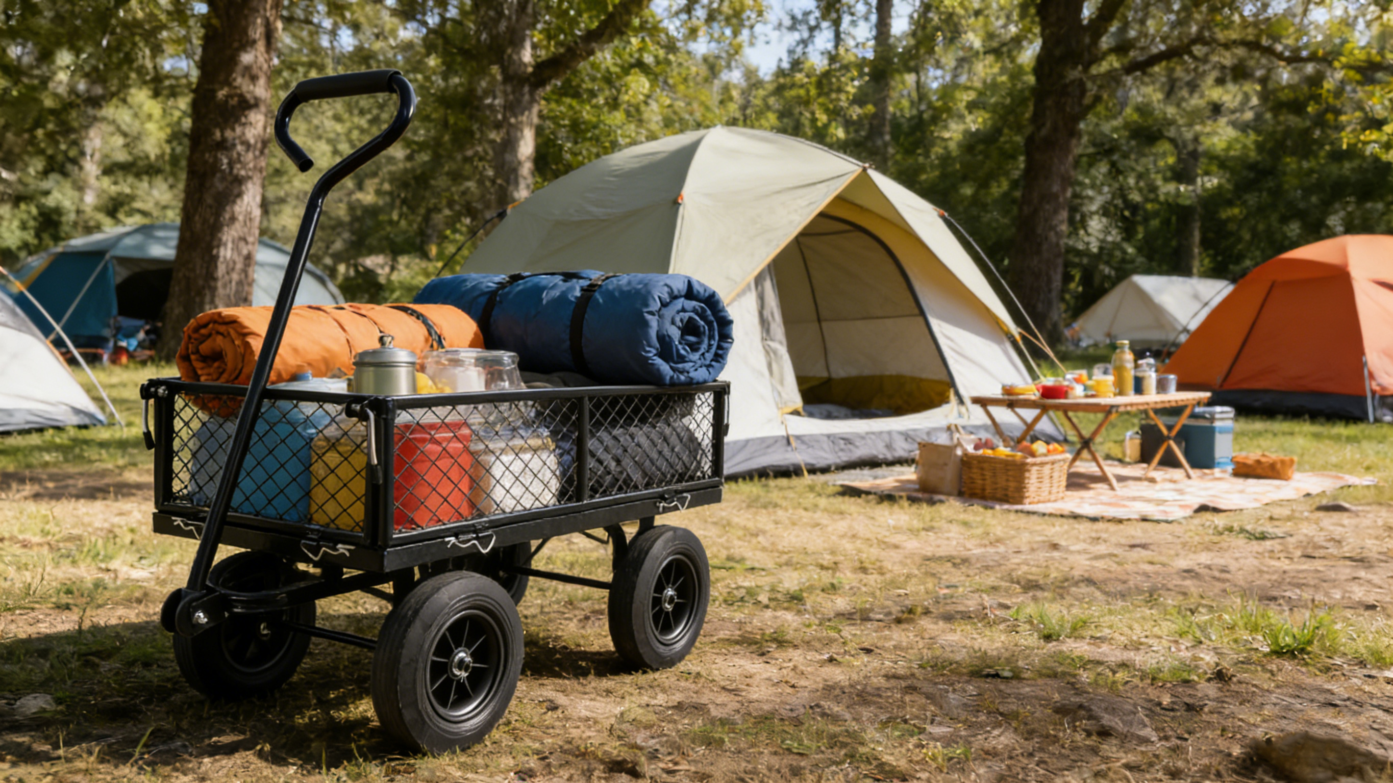 Black Solid Wheels Wagon Cart