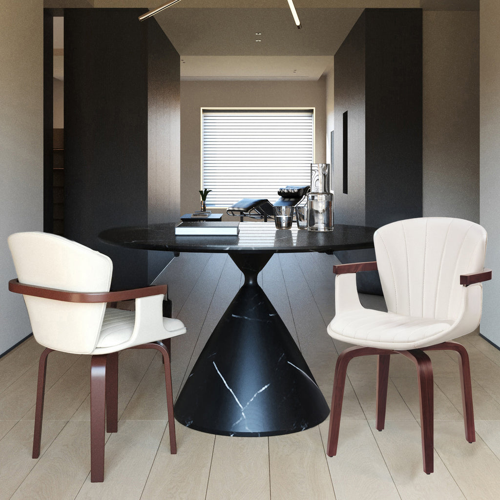 Mid-Century Modern Bentwood Swivel Dining Chairs (Set of 2)