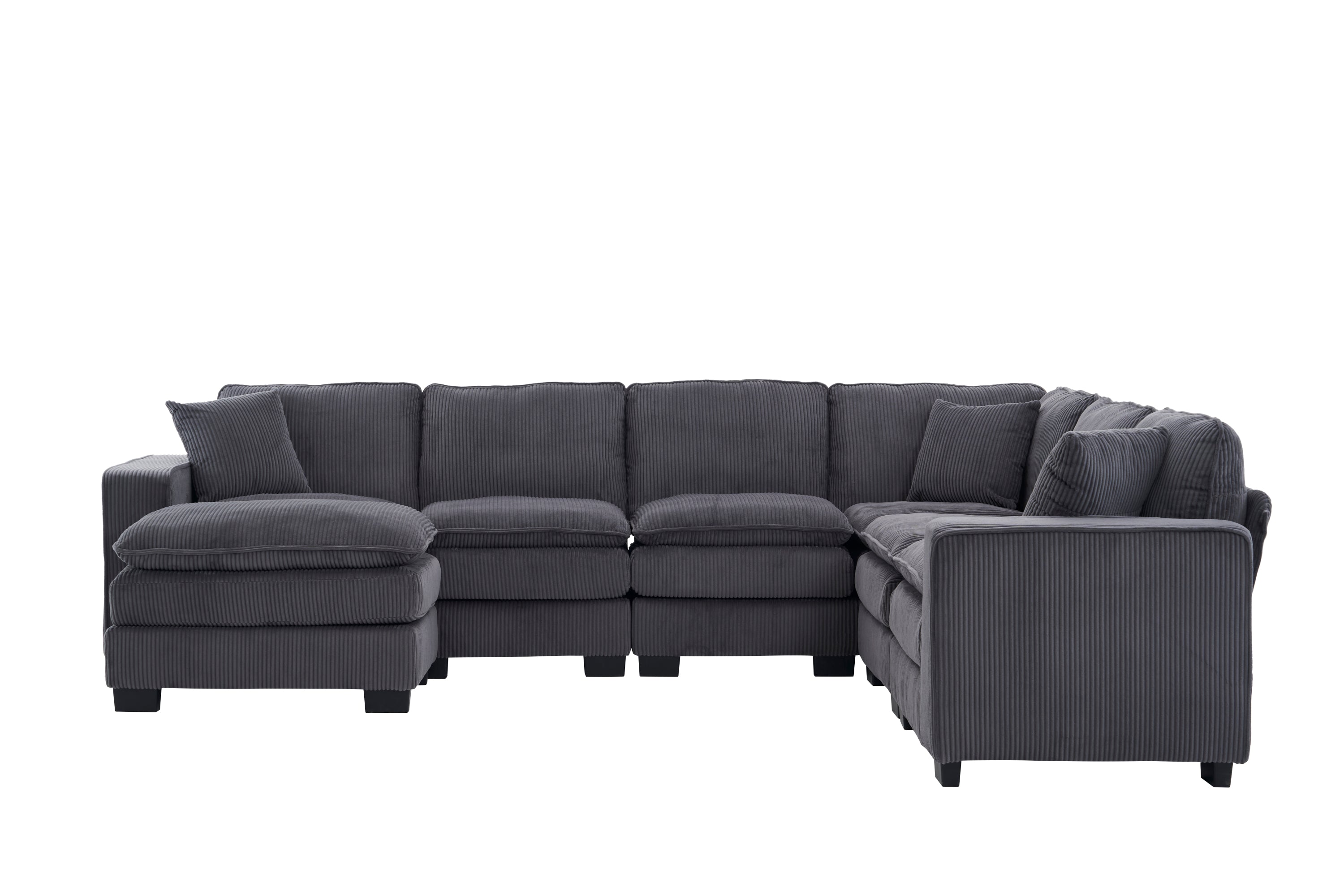 Modern U Shaped 6-Seat Sectional Sofa with Ottoman