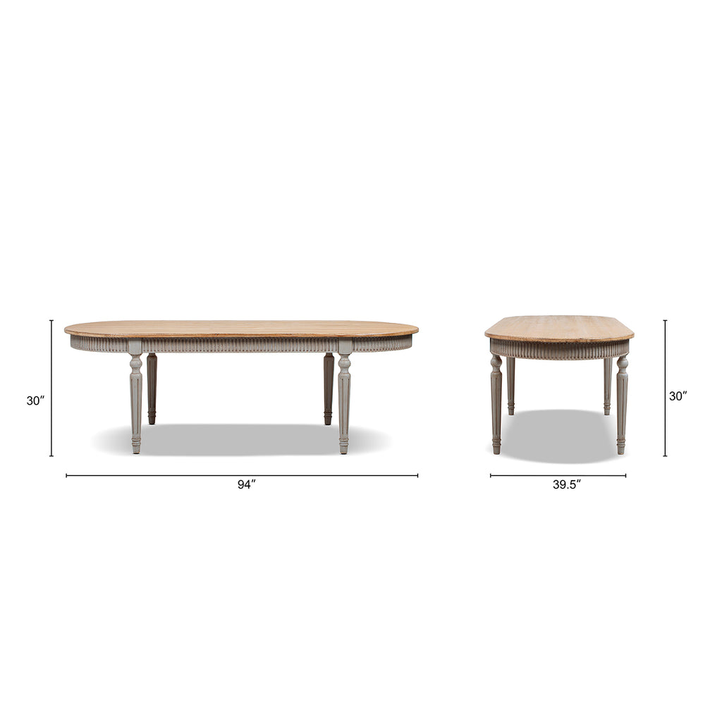 Colette 94" Reclaimed Wood Oval Dining Table, Antique