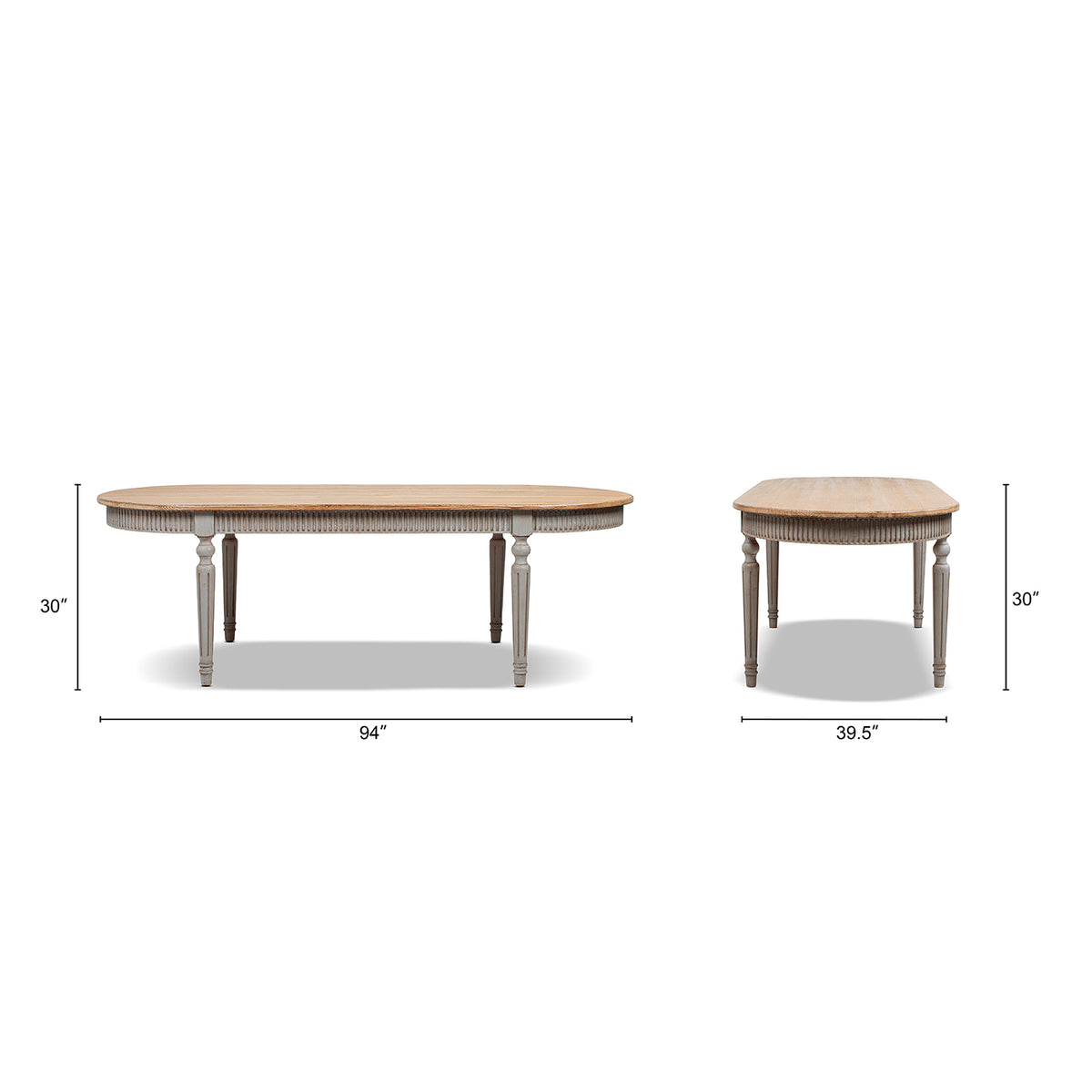 Colette 94" Reclaimed Wood Oval Dining Table, Antique