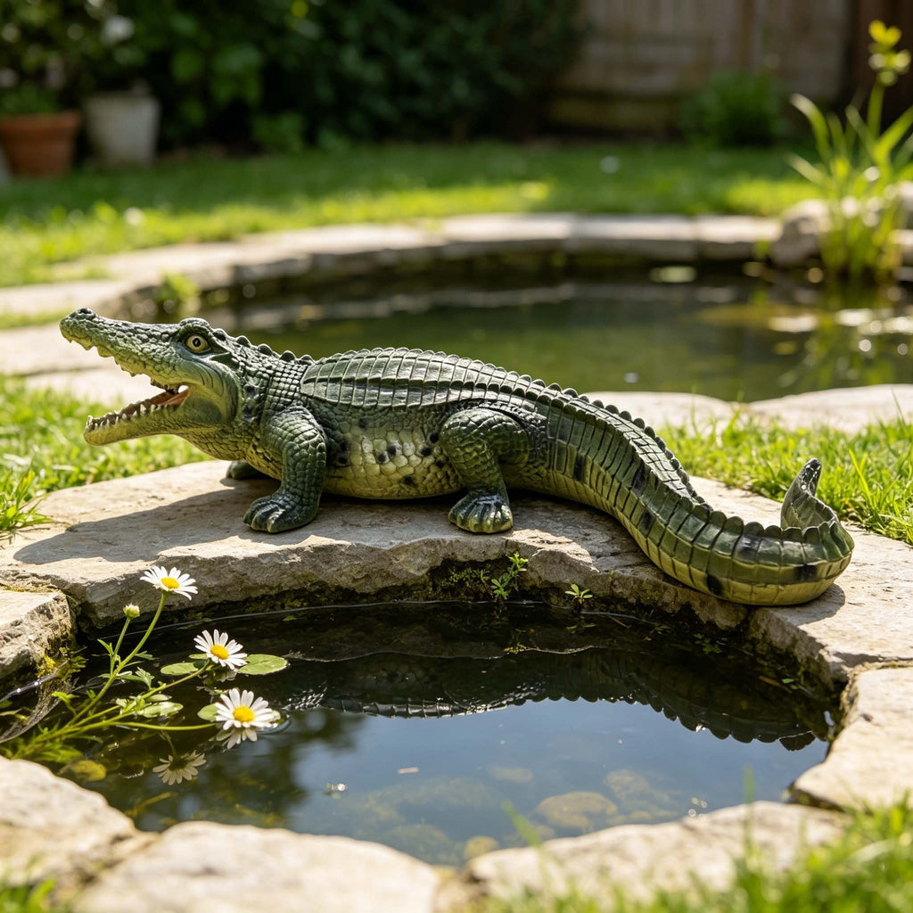 23" Simulated Crocodile Garden Statue